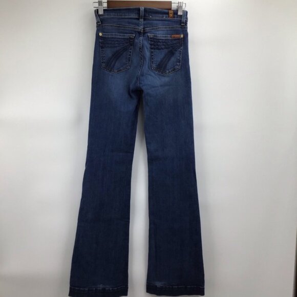 7 For All Mankind Dojo Medium Blue Flare Jeans - Picture 2 of 14